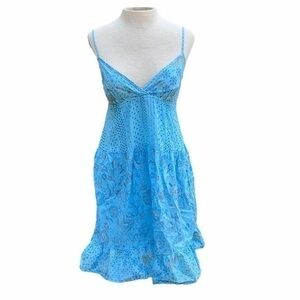 Dolled Up V-Neck spaghetti strap blue with floral print, small